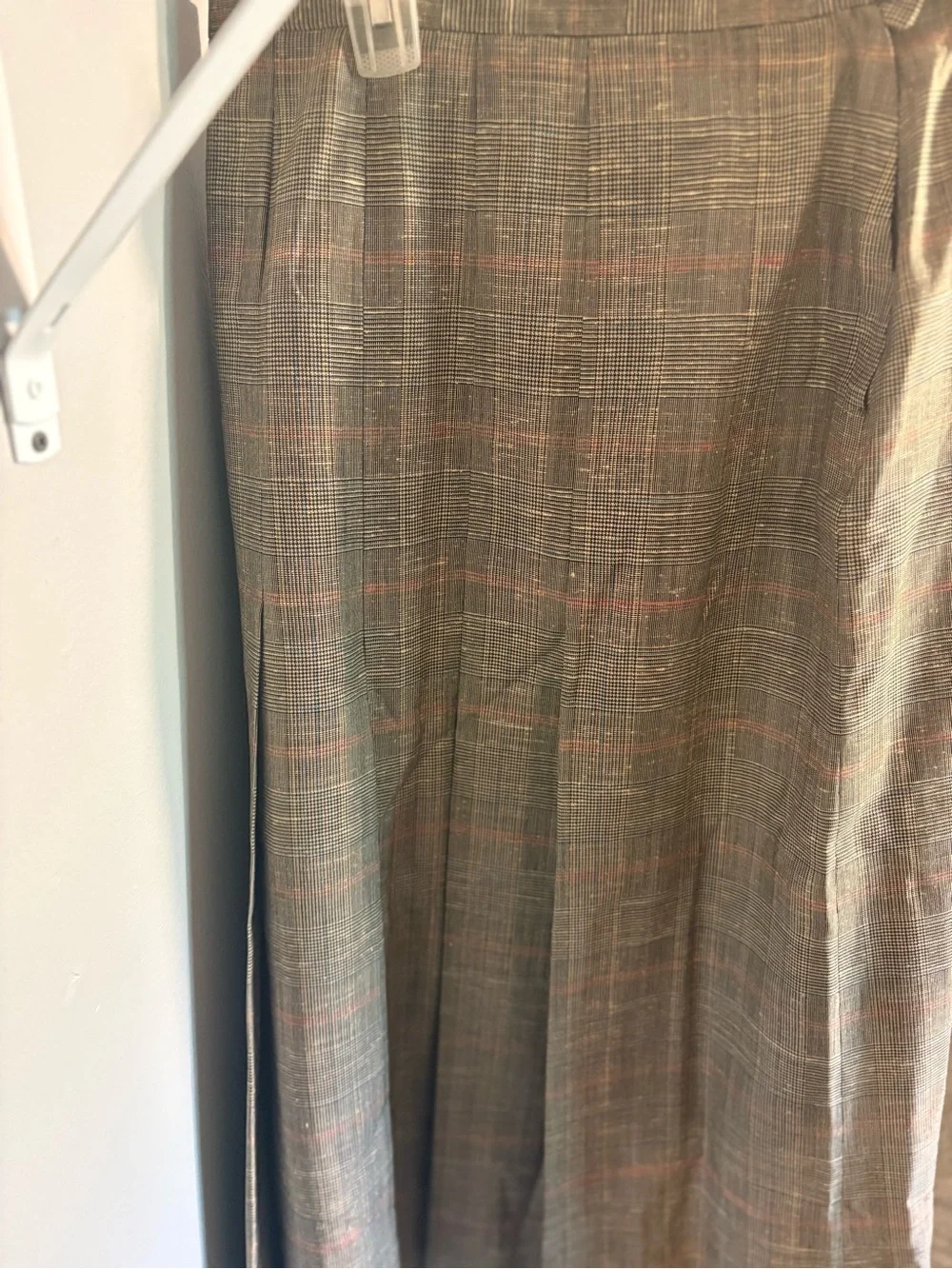 Pleated Grey Plaid Skirt - Size 14